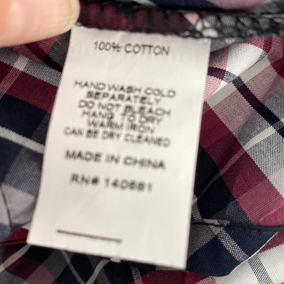 Unique Vintage Navy & Burgundy Plaid Shirtdress Size 6-8 - Picture 8 of 8